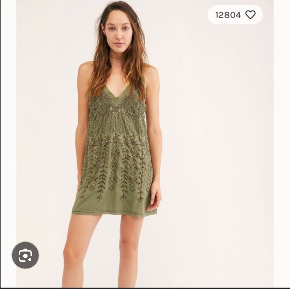 Free People Olive Green Mini Dress